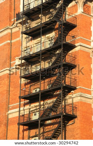 Fire escape on an old apartment building in the afternoon sun