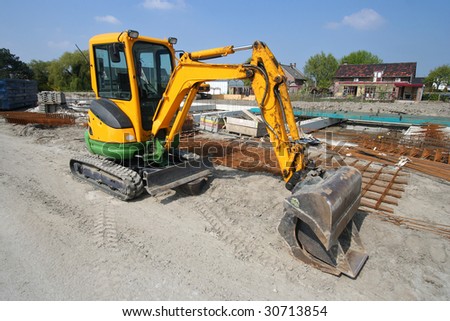 Shovel at a housing construction site