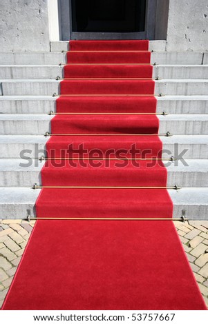 Red carpet on the steps of City Hall
