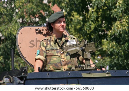 THE HAGUE, HOLLAND - JUNE 26: Female veteran in the annual parade on Veterans Day on June 26, 2010 in The Hague, Holland.