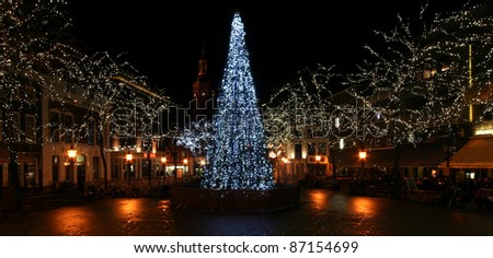 Christmas Tree on a town square in The Hague, Holland