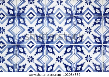 Portuguese tiles (azulejos) close-up