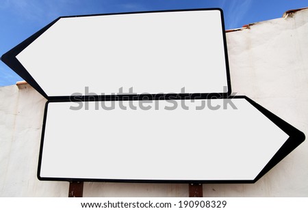 Blank white arrow signs - put your text here