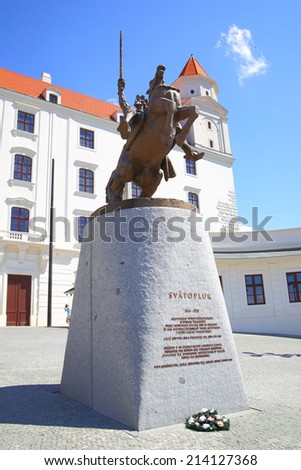 BRATISLAVA, SLOVAKIA - JUNE 26, 2014: Statue of king Svatopluk near Bratislava castle