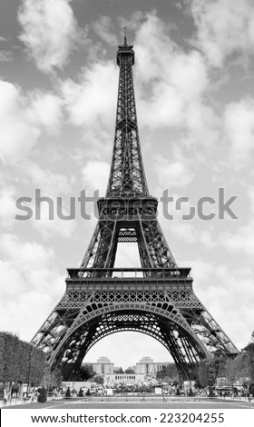 The Eiffel Tower in Paris France Black and white image The Eiffel Tower in Paris France Black and white image