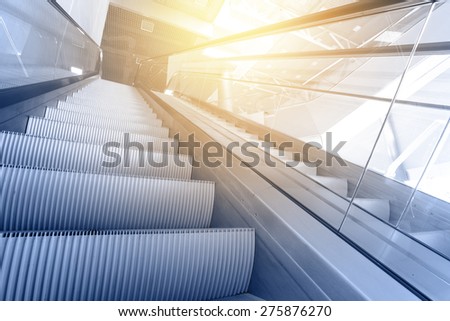 Modern interior with escalator close-up
