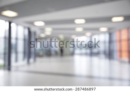 Corridor in airport out of focus