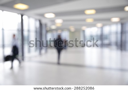 Corridor in airport out of focus - bokeh background