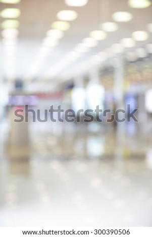 Hall with duty free shops in airport out of focus - defocused background