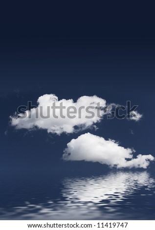 Clouds and water under deep blue sky