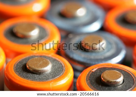 Colorful batteries close-up. Shallow DOF!
