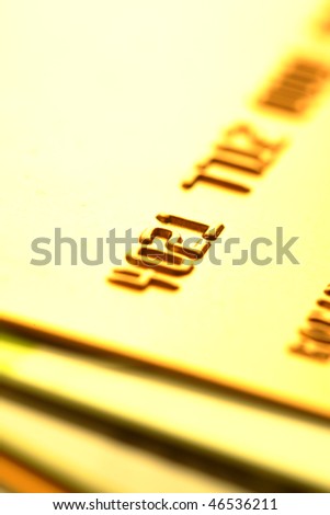 Gold credit cards close-up. Shalow DOF!