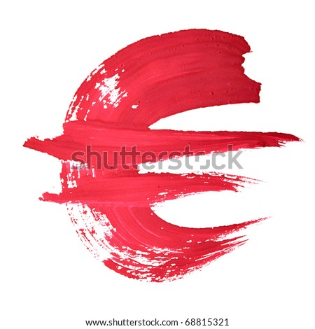 red euro sign. stock photo : Red handwritten euro sign over white background