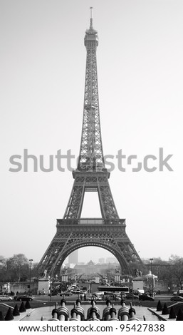 Eiffel Tower Picture Black  White on Eiffel Tower  Paris  Black And White Image Stock Photo 95427838