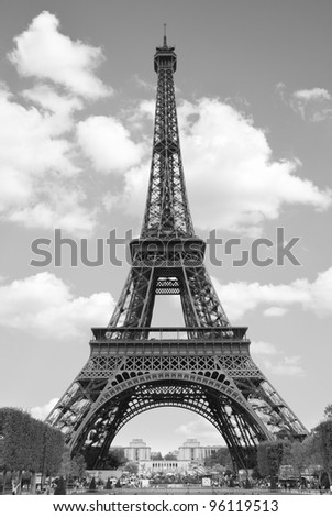 Eiffel Tower Picture Black  White on Eiffel Tower  Paris  Black And White Image Stock Photo 96119513