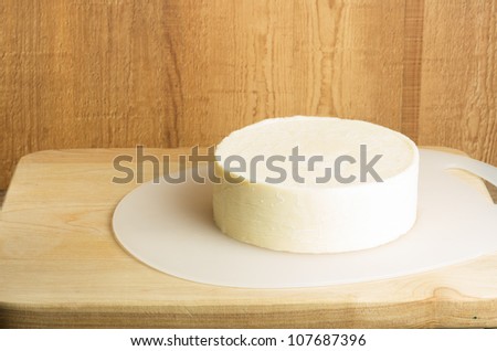Cheese block of round white cheddar