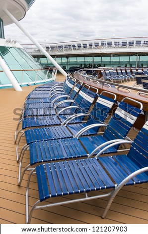 Folding lounge chairs on a cruise ship deck