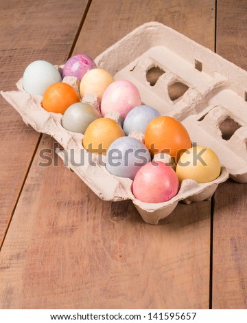 Colorful Easter eggs dyed with natural dyes