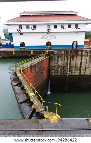 Gates on the Panama Canal locks at Gatun