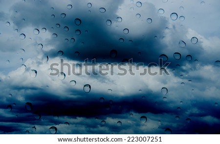 drop water with storm cloud in the sky from nature