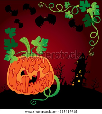 Halloween frame with pumpkin. Raster version