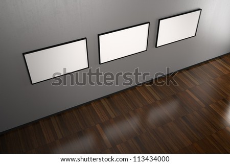 Blank Frames in Art Gallery with Clipping Path in the Frames