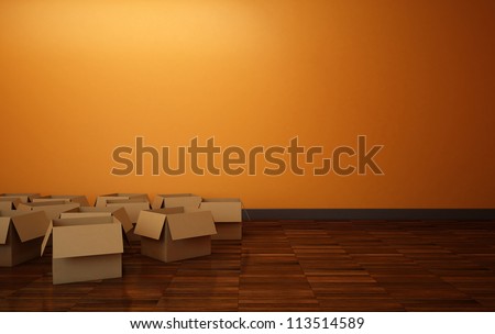 Empty Boxes in the Room with parquet