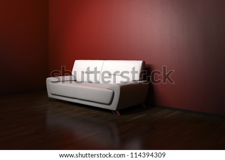 Sofa in the Red Room with parquet floor