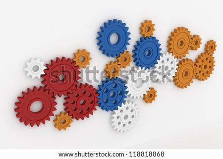 Colorful plastic gears - Isolated on white background