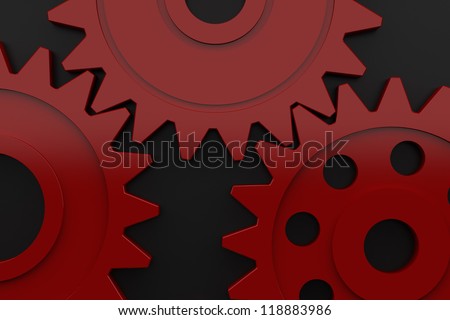 Colorful plastic gears - Isolated on dark background
