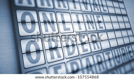 Online order information on display board, ecommerce concept