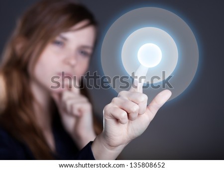 Woman\'s hand and single tap gesture on touch screen