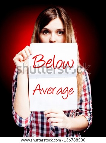 Evaluation below average and surprised woman