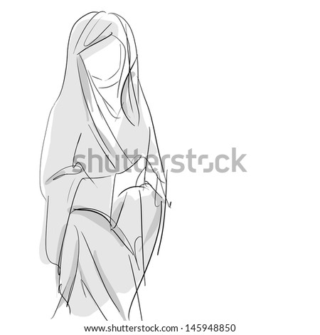 Blessed Virgin Mary, Conceptual Hand Drawing Sketch Stock Photo