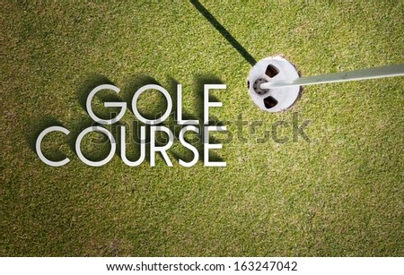 Golf course design background with photography and typography