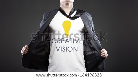 Creative business vision with young successful businessman concept