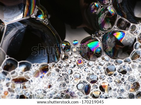 Soap bubbles abstract colorful macro structure background