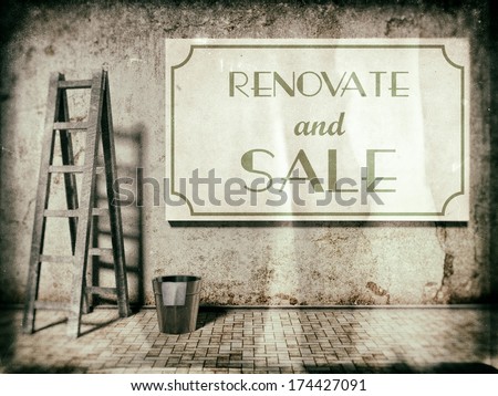 Renovate and sale, real estate business concept in vintage style