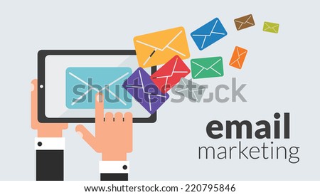 Business tablet computer with email marketing Vector concept for online advertising Business tablet computer with email marketing Vector concept for online advertising