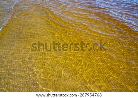 Yellow ocean water discolored by clean sediments from the Atran river nearby.