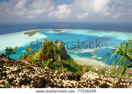 View from the mountain peak, Maupiti, French Polynesia, Society Islands