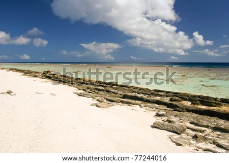 Part of the tropical beach on Maupiti, French Polynesia, Society Islands