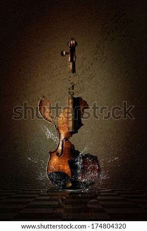 Vintage broken watersplash Violin Manipulation