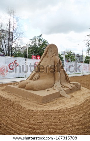 PERM - JUNE 10: Sand sculpture Coco Chanel at festival White Nights, on June 10, 2012 in Perm, Russia.