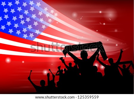 crowd silhouettes cheer USA