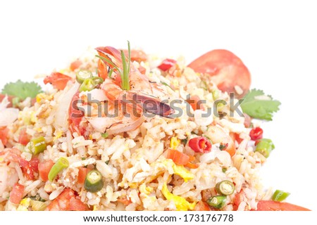 Thai food menu : fried rice with shrimp and vegetable