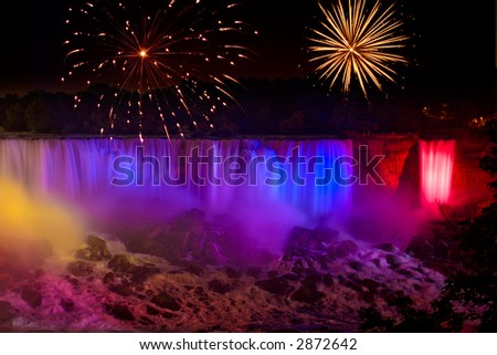 colored Niagara Falls with