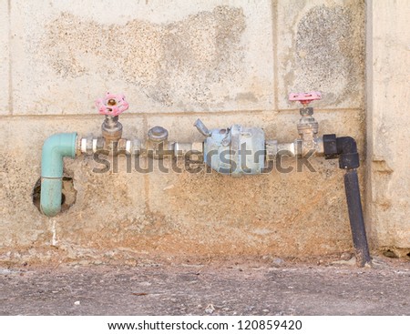 Water meter and Plumbing.