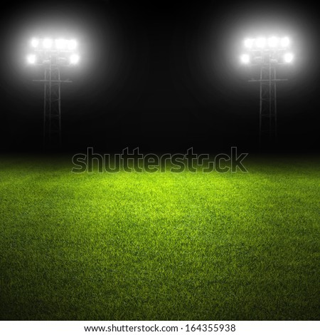 Soccer Field Template With Grass And Stadium Lights