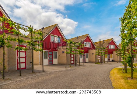 Street with vacation rentals in a beach resort in the netherlands